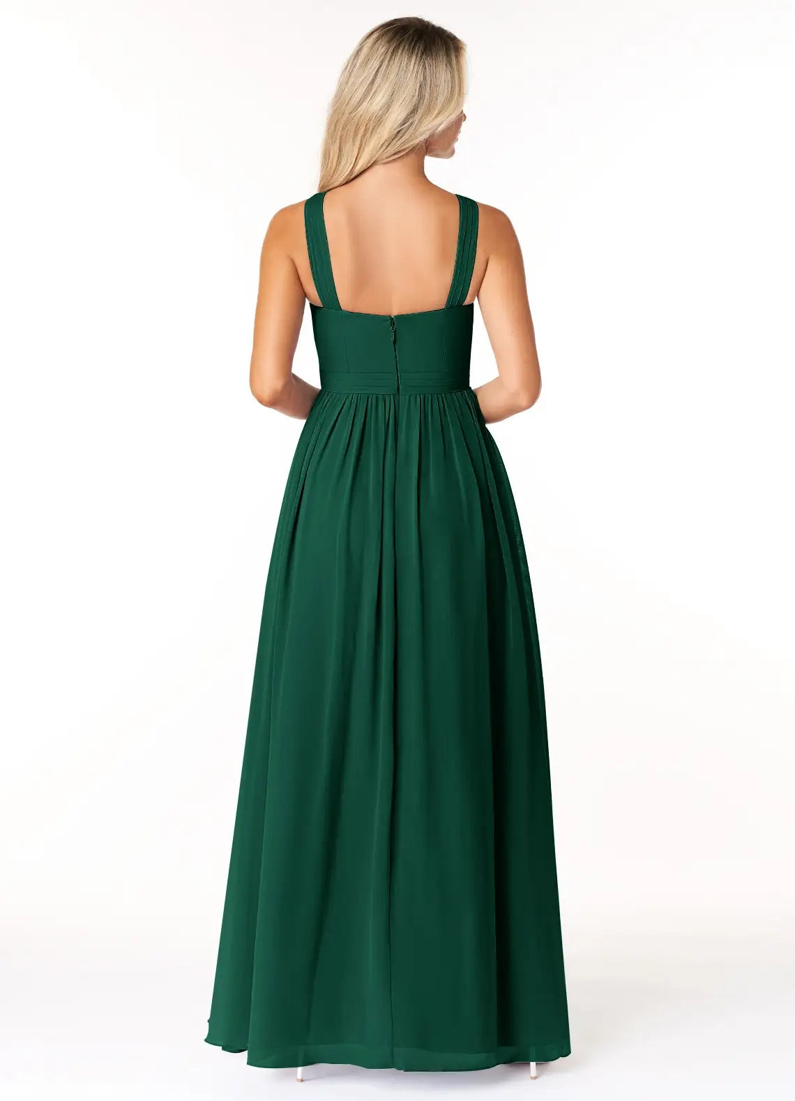 Emerald Green Cross - Strap Maxi Dress with Side Slit Emerald A-Line Pleated Chiffon Dress Bridesmaid Dresses