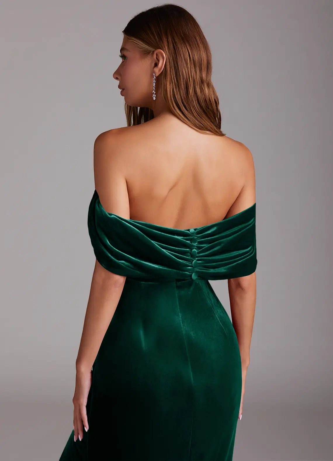 Emerald Green Velvet Off-Shoulder Maxi Dress with Side Slit Emerald Sheath Off the Shoulder Velvet Convertible Dress Bridesmaid Dresses
