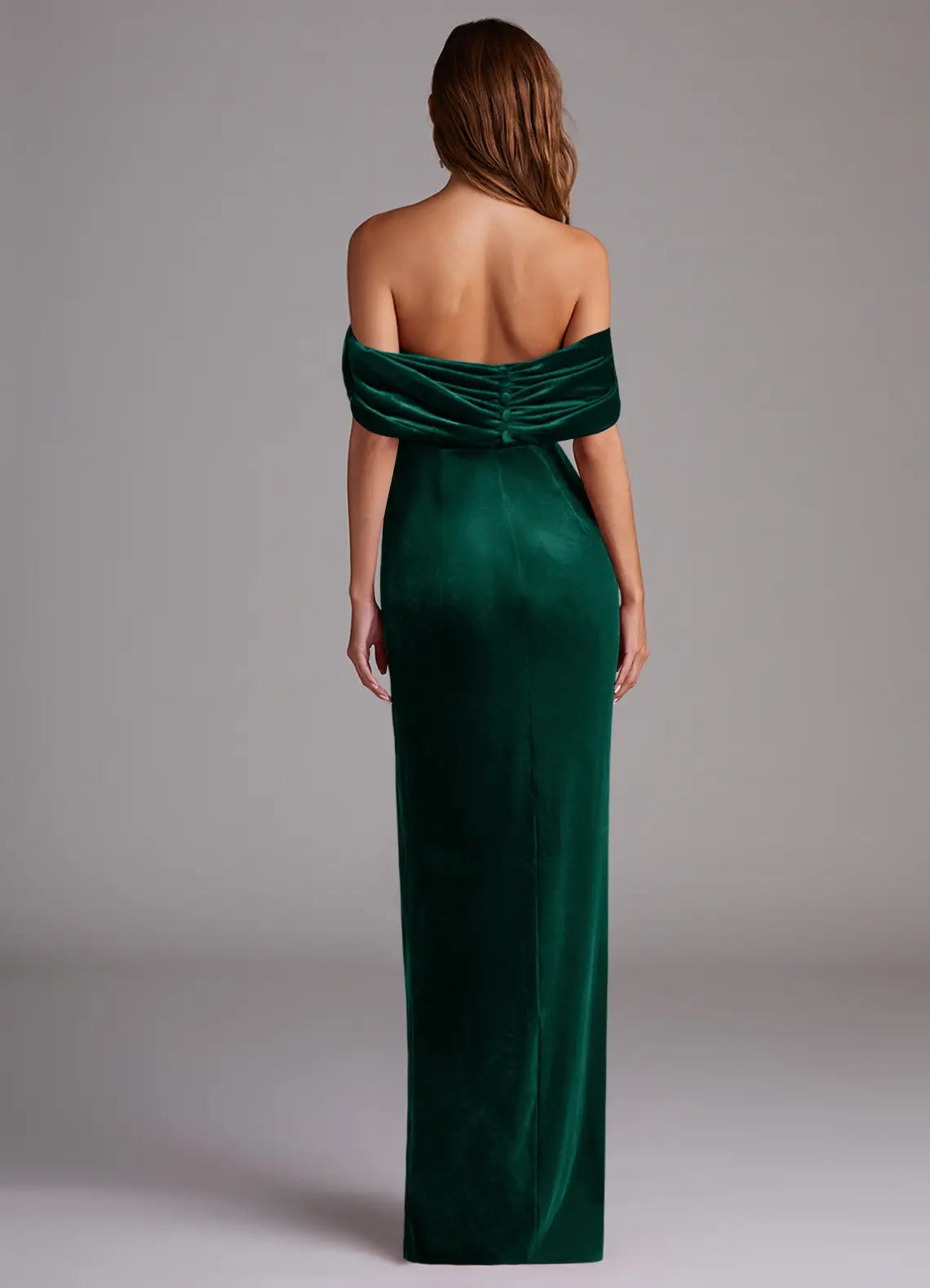Emerald Green Velvet Off-Shoulder Maxi Dress with Side Slit Emerald Sheath Off the Shoulder Velvet Convertible Dress Bridesmaid Dresses