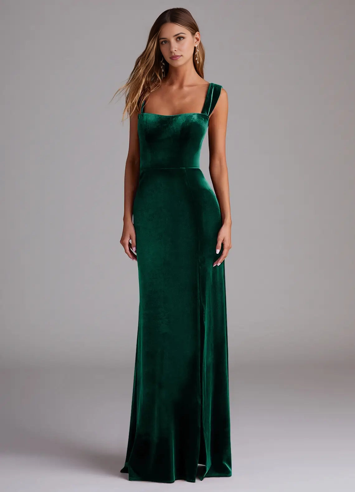 Emerald Green Velvet Square Back Maxi Dress Emerald Sheath Off the Shoulder Velvet Convertible Dress Bridesmaid Dresses