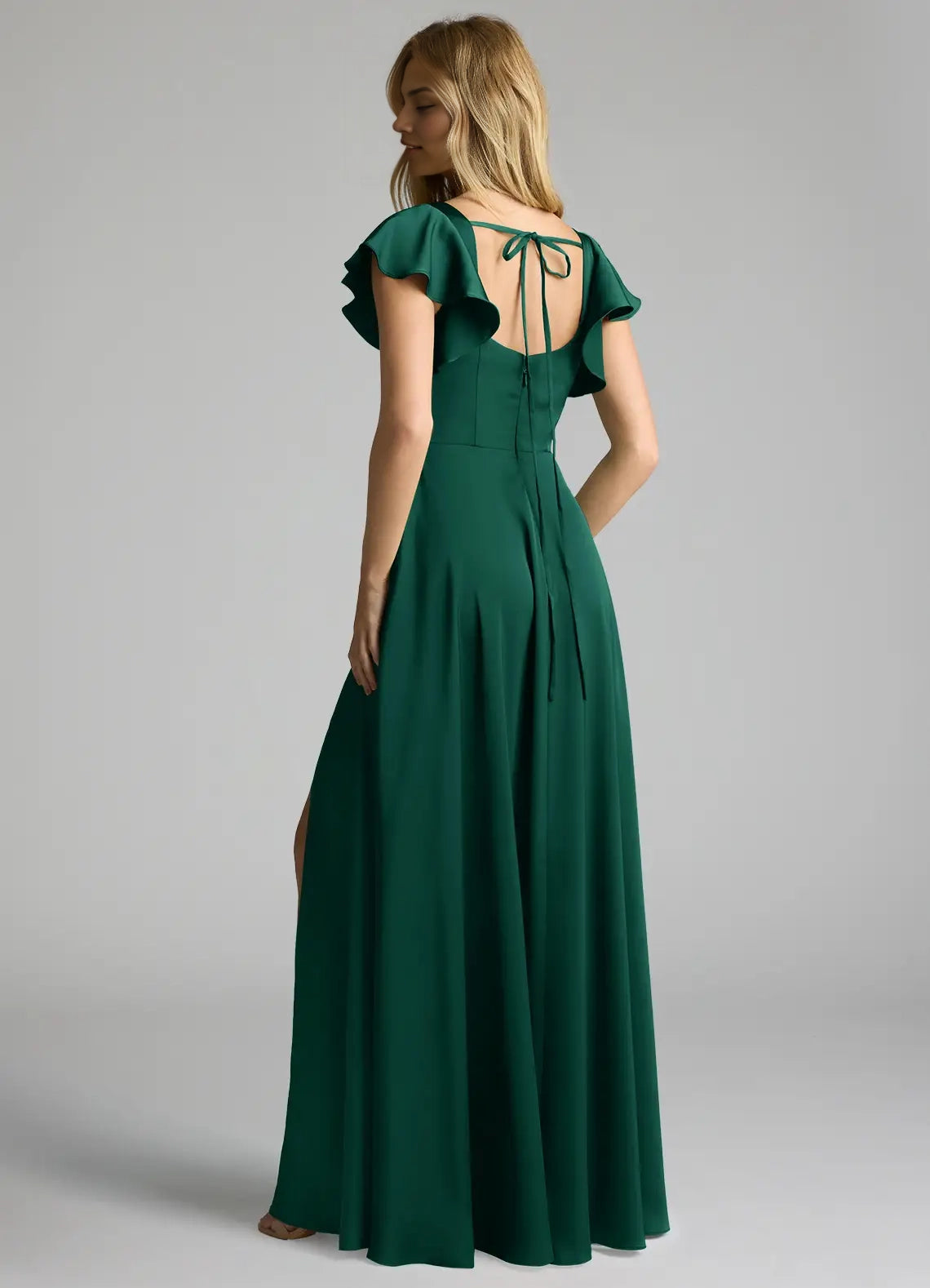 Emerald A-Line Bow Stretch Satin Dress simple gentle atmospheric and unique desi Bring summer colors to enhance white ﻿