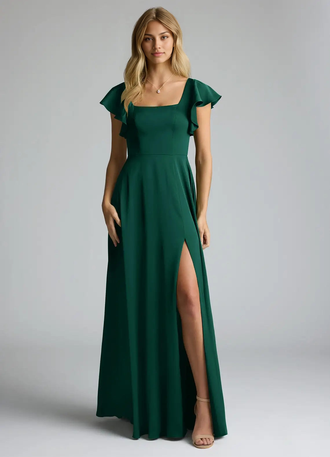 Emerald A-Line Bow Stretch Satin Dress simple gentle atmospheric and unique desi Bring summer colors to enhance white ﻿