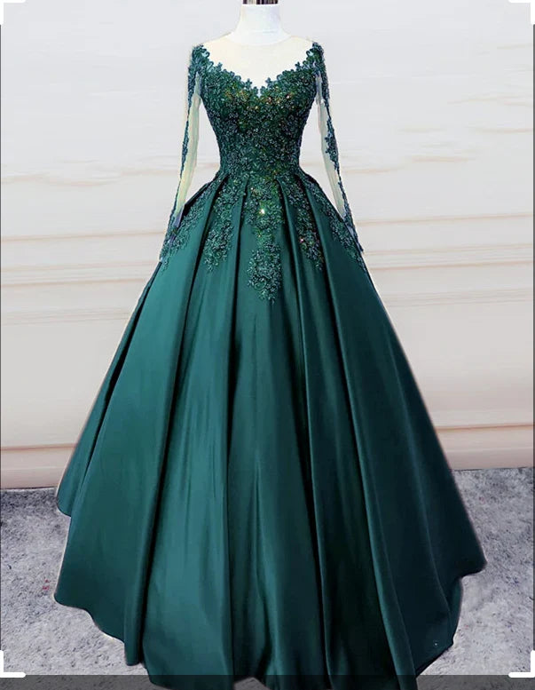Emerald Green Long Sleeve Quinceanera Dresses Ball Gown Plus Size 15 Junior Prom Dress simple gentle atmospheric and unique desi Bring summer colors to enhance whiteness