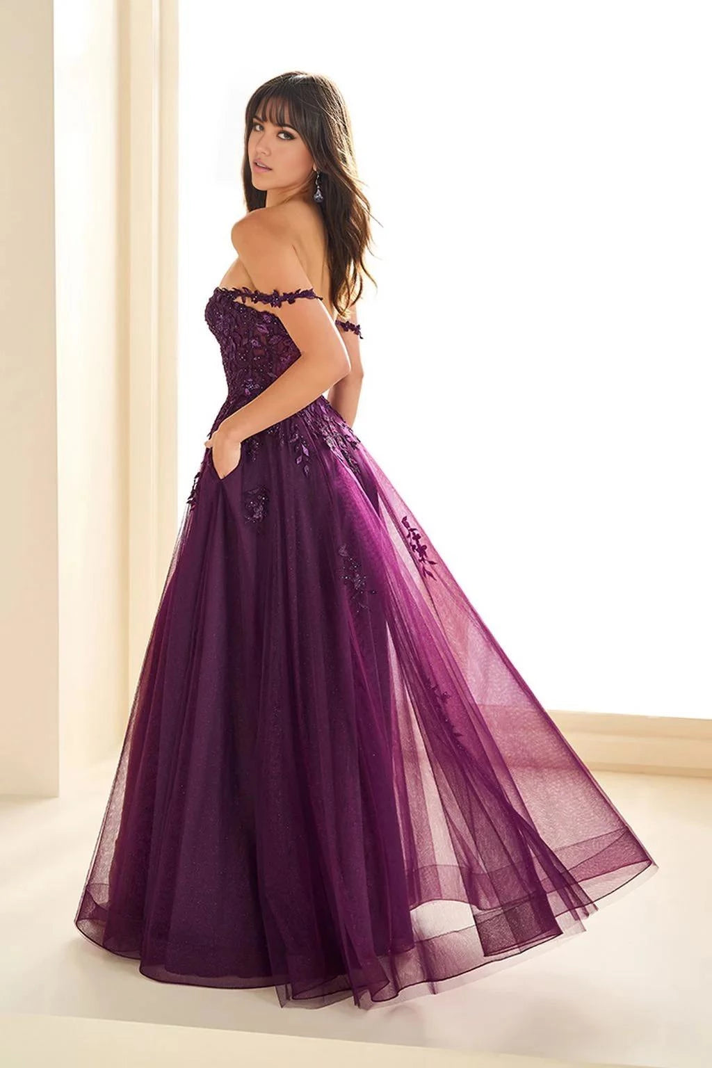 Enchanting A-Line Sweetheart Off the Shoulder Lace Back Floor Length Prom Dress