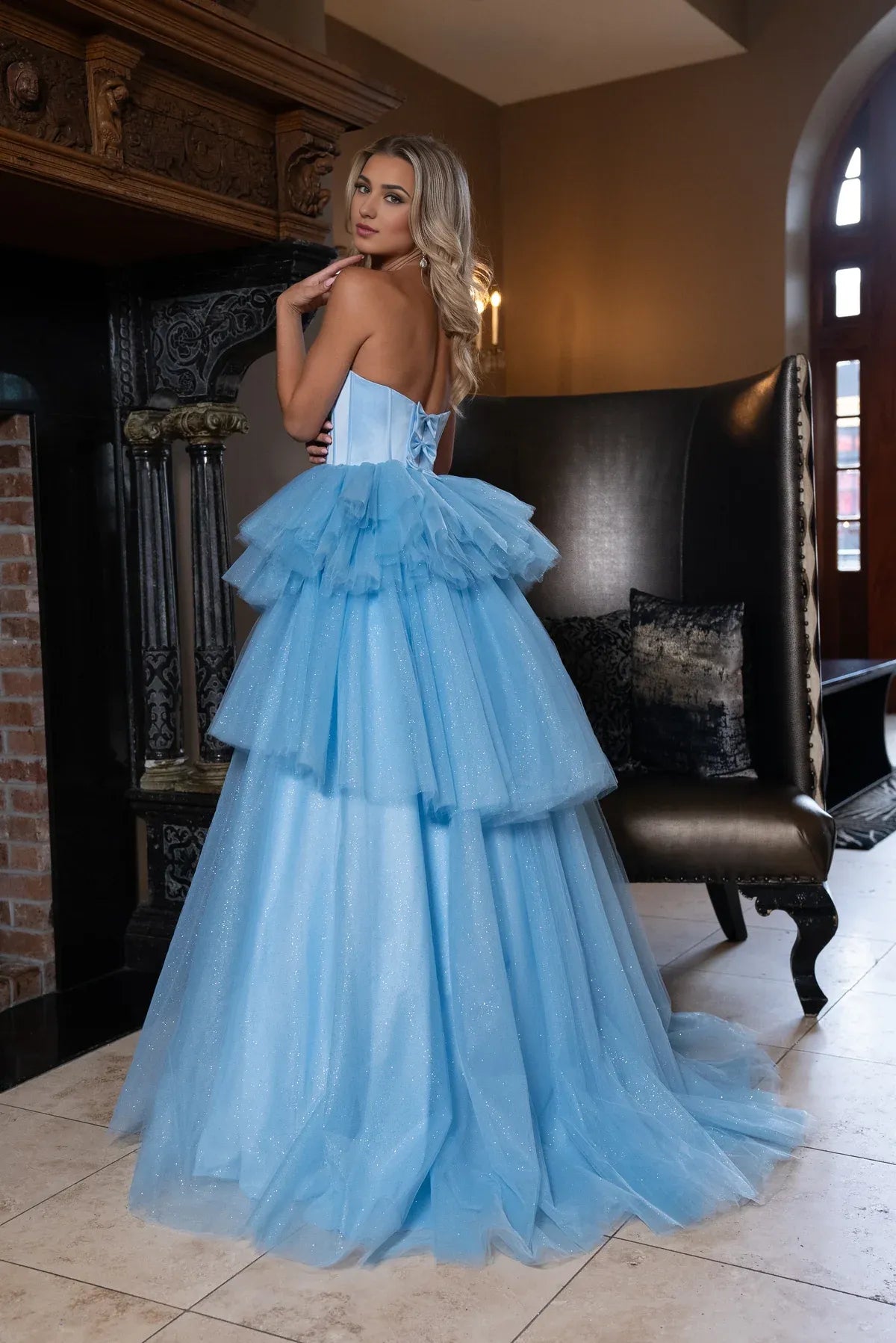 Enchanting Ball Gown Sweetheart Strapless Corset Back Train Floor Length Prom Dress