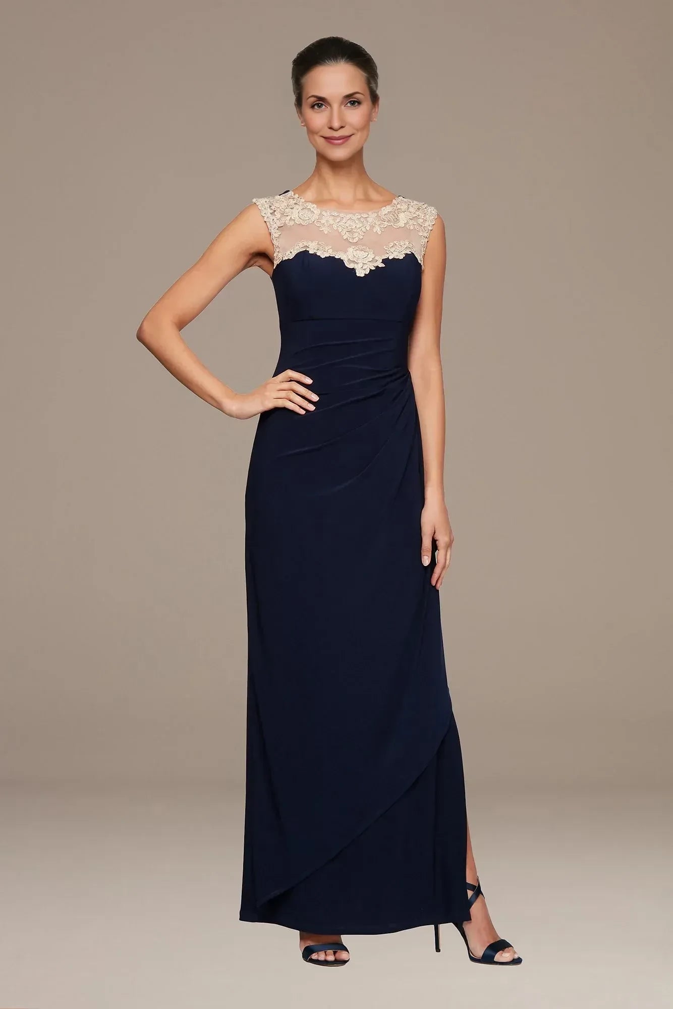 Enchanting Sheath Illusion Neck Sleeveless Zipper Back Floor Length Mother of the Bride Dress