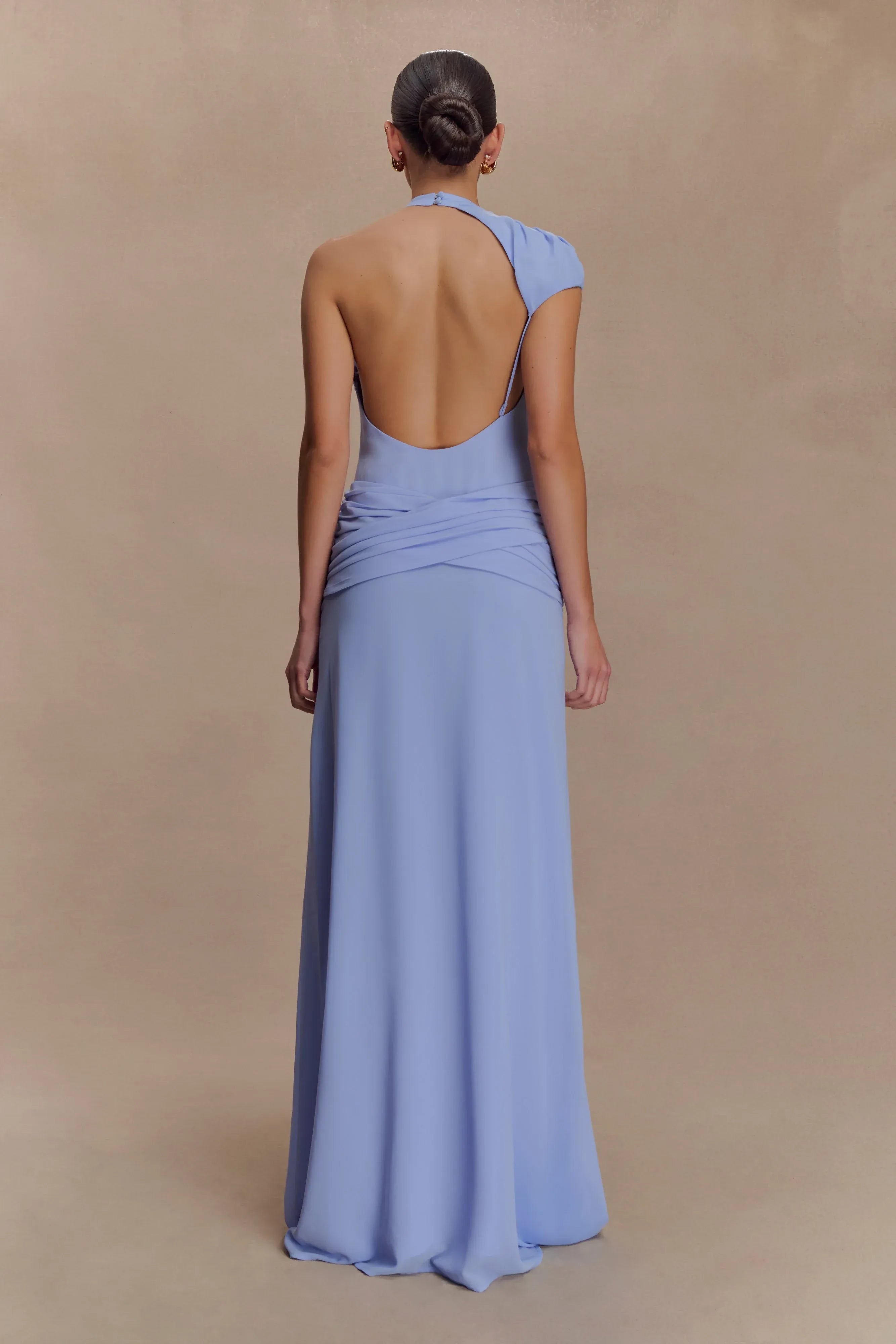 Enchanting Sheath One Shoulder Sleeveless Ruched Open Back Floor Length Prom Dress