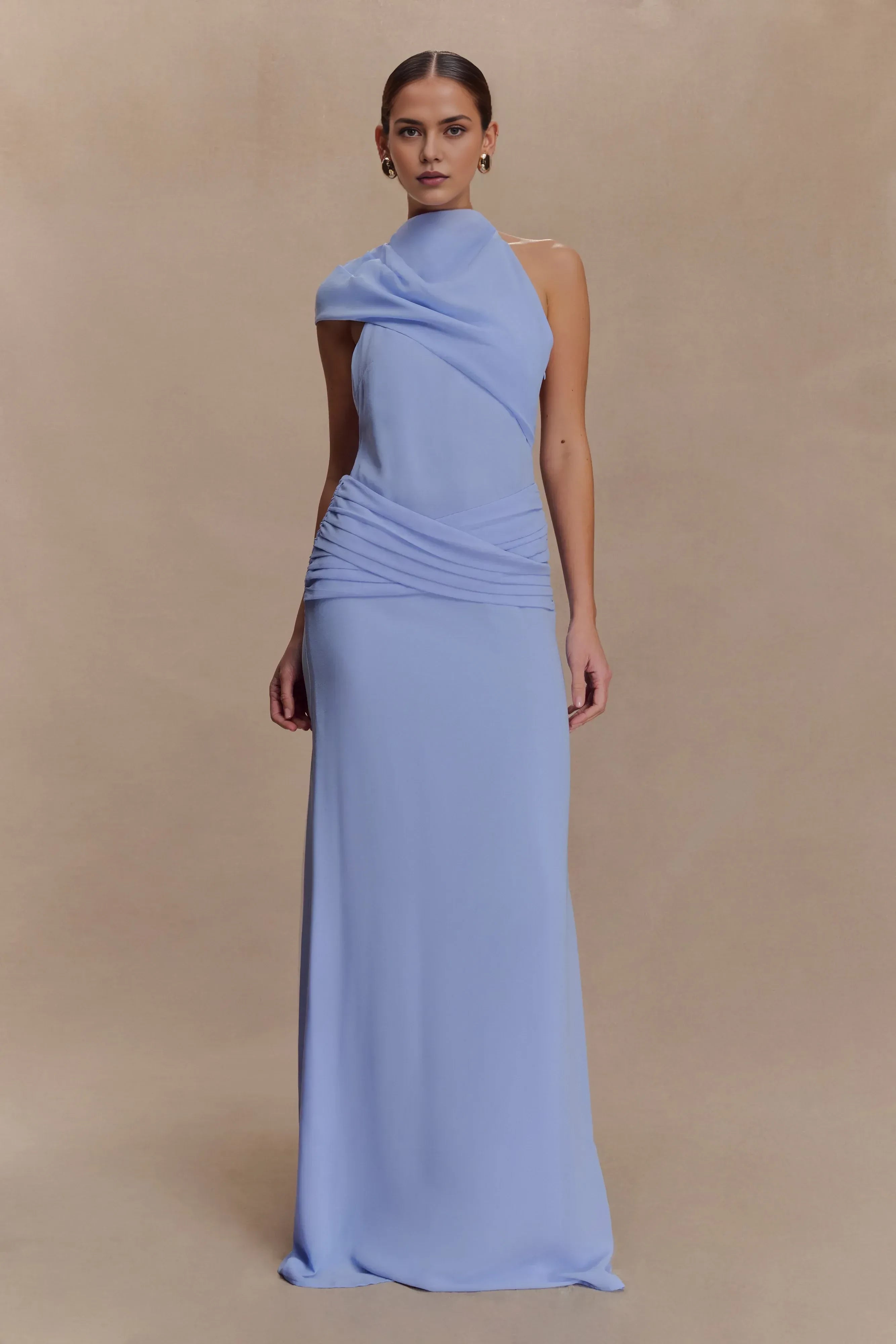 Enchanting Sheath One Shoulder Sleeveless Ruched Open Back Floor Length Prom Dress