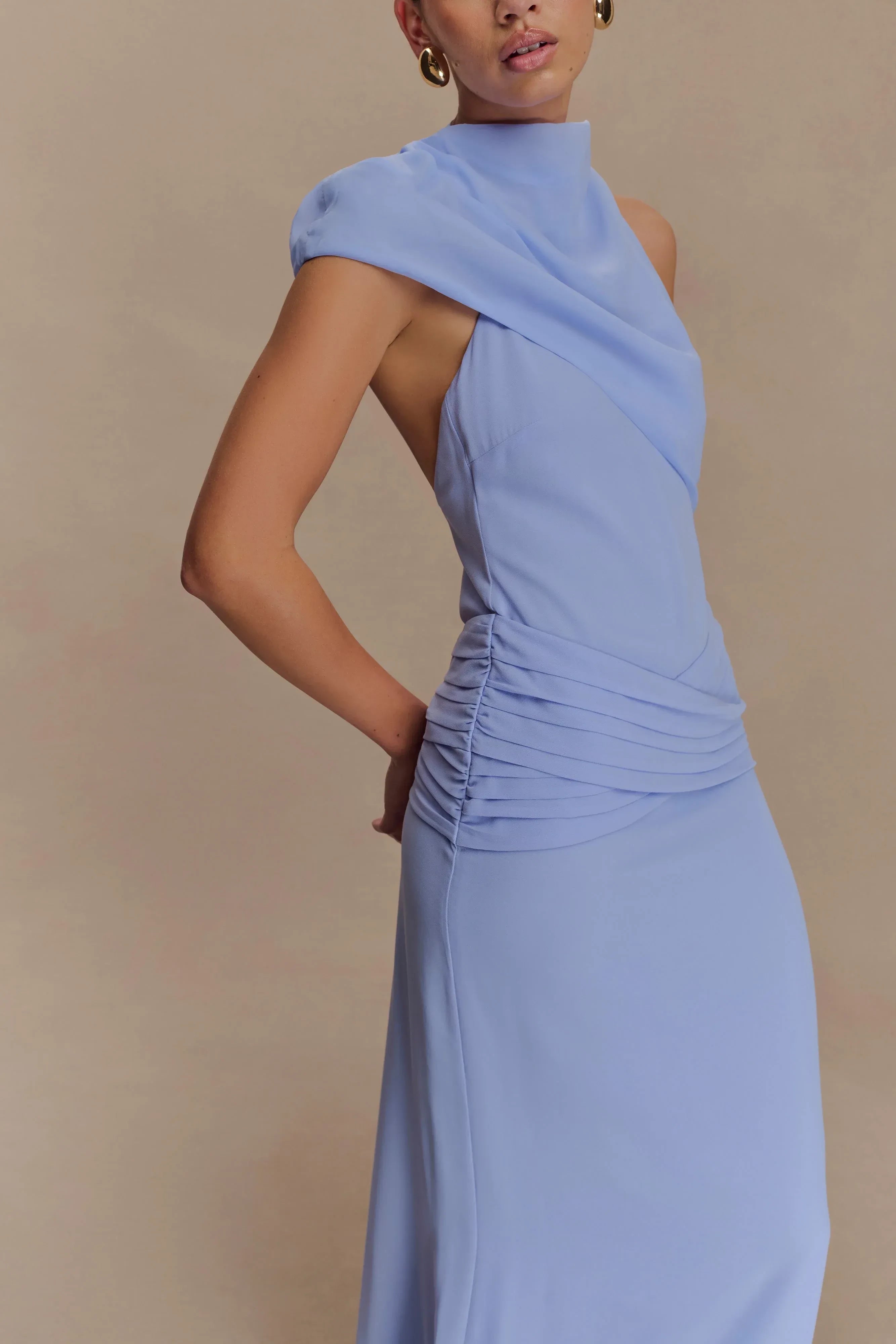 Enchanting Sheath One Shoulder Sleeveless Ruched Open Back Floor Length Prom Dress