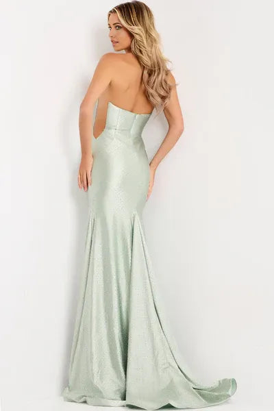 Ethereal Mermaid Strapless Sleeveless Open-Back Floor-Length Prom Dress