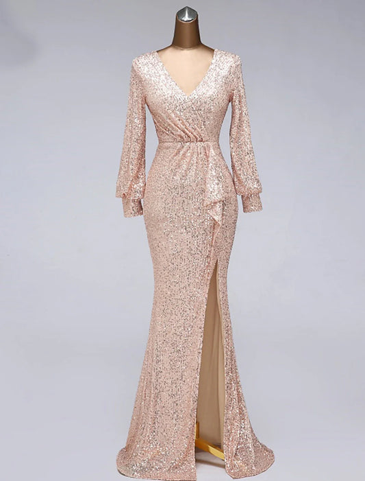 Evening Dress High Neck Sleeveless Floor Length Tulle with Sash  RibbonMermaid  Trumpet Evening Gown Elegant Dress Wedding Guest Formal Evening Floor Length Long Sleeve V Neck Tulle with Sequin