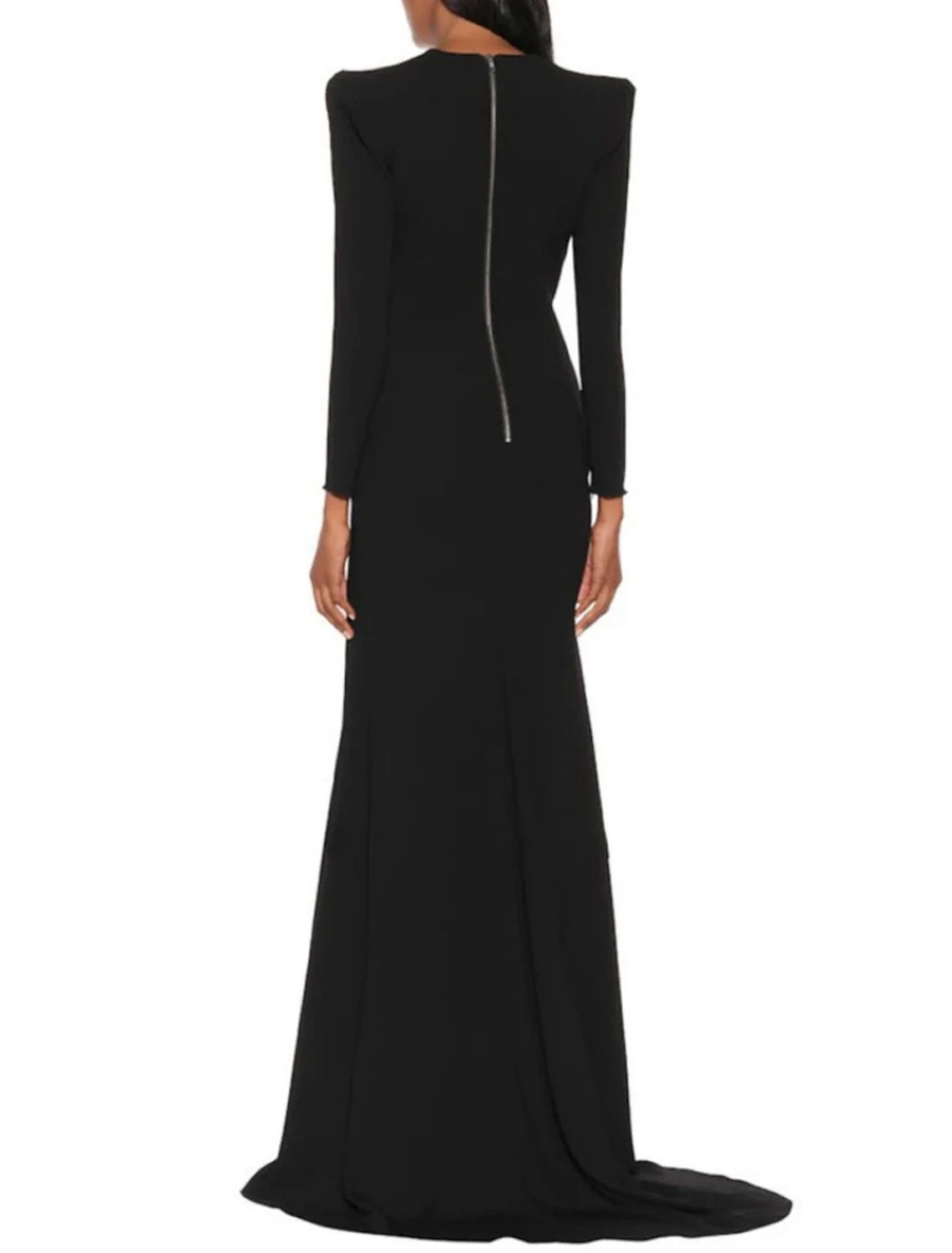 Evening Gown Elegant Black Champagne Dress Plus Size Dress Formal Sweep / Brush Train Long Sleeve V Neck Stretch Fabric with Pleats Slit simple gentle atmospheric and unique desi Bring summer colors to enhance whiteness