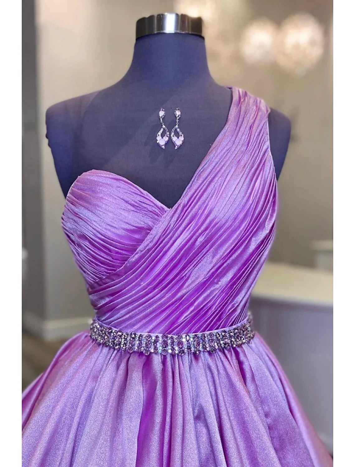 Evening Gown Luxurious Dress Wedding Party Court Train Sleeveless One Shoulder Belt Sash Charmeuse with Ruched Crystals simple gentle atmospheric and unique desi Bring summer colors to enhance whiteness