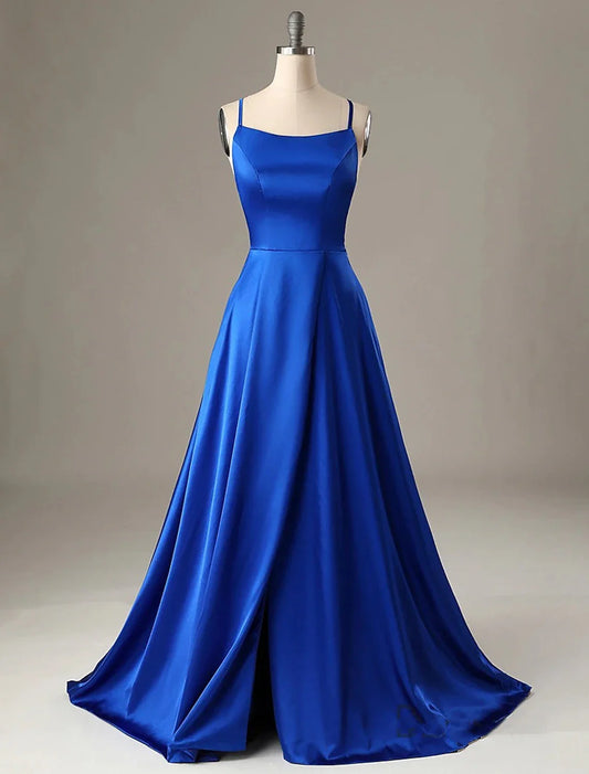 Evening Gown Sexy Dress Formal Wedding Guest Sweep Brush Train Sleeveless Spaghetti Strap Charmeuse simple gentle atmospheric and unique desi Bring summer colors to enhance whiteness