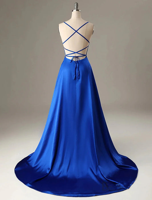 Evening Gown Sexy Dress Formal Wedding Guest Sweep Brush Train Sleeveless Spaghetti Strap Charmeuse simple gentle atmospheric and unique desi Bring summer colors to enhance whiteness