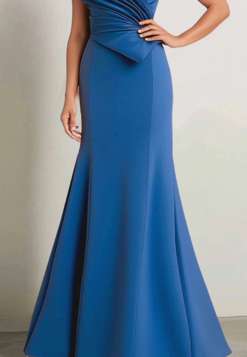 Evening Off-Shoulder Dress Pearl Trim Draped Design Dress simple gentle atmospheric and unique desi Bring summer colors to enhance whiteness