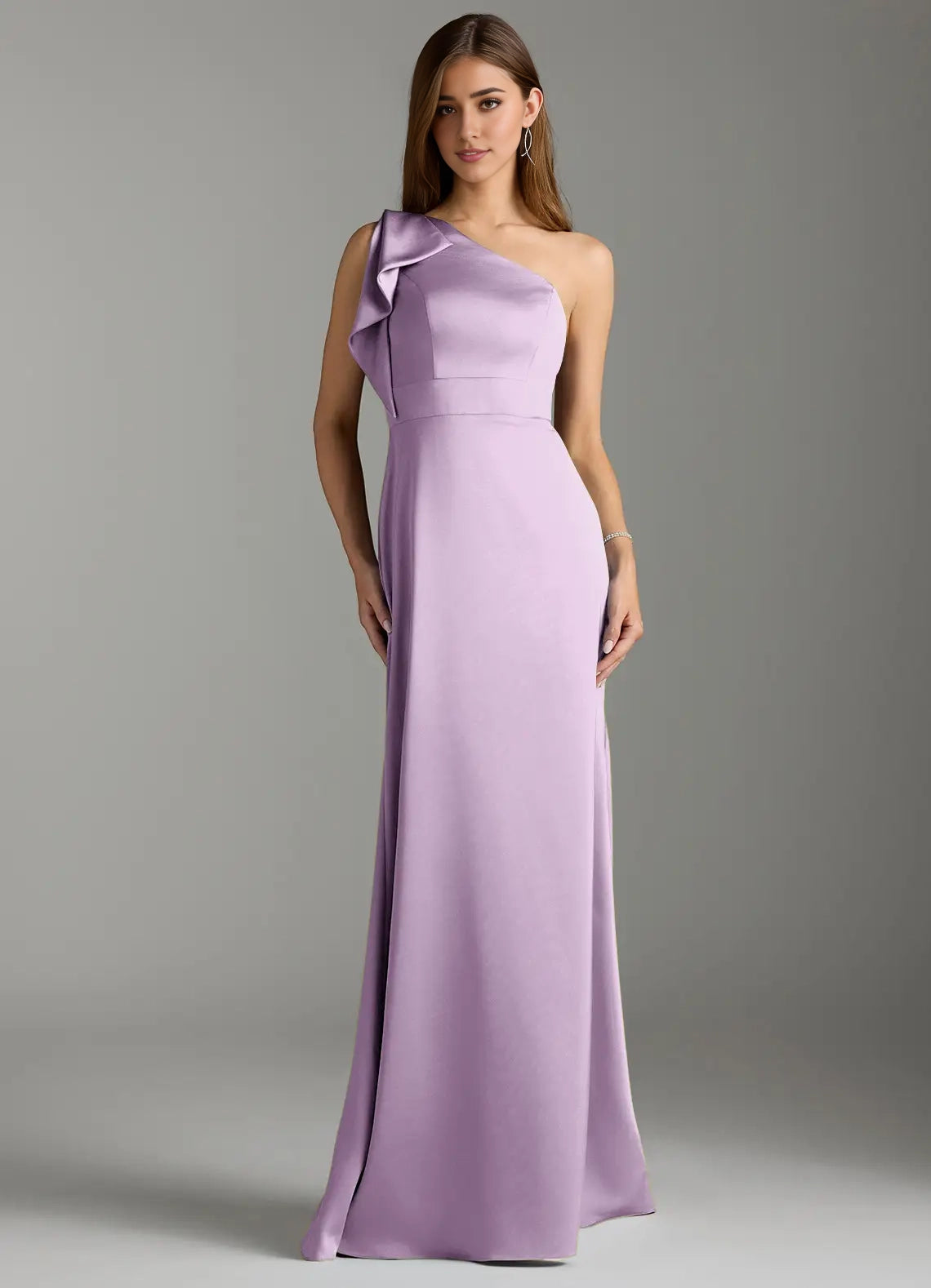 Frosted Lilac Mermaid Ruched Stretch Satin Dress simple gentle atmospheric and unique desi Bring summer colors to enhance whiteness