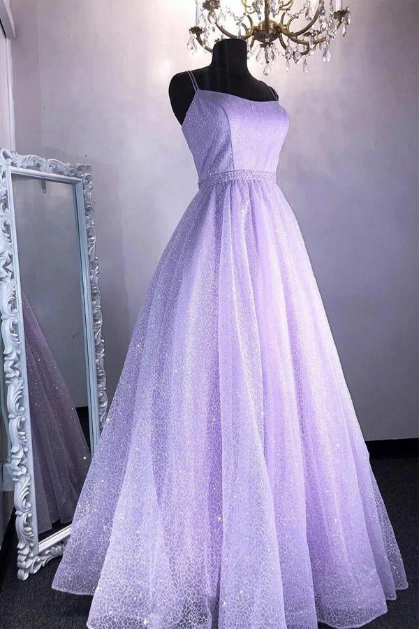 Sparkly Tulle A-line Long Prom Dress Long Formal Dress simple gentle atmospheric and unique desi Bring summer colors to enhance whiteness