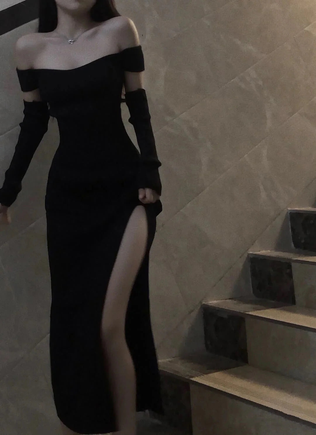 Fancy Black Maxi Dress Mermaid Off Shoulder Gala Dresses Elegant simple gentle atmospheric and unique desi Bring summer colors to enhance whiteness