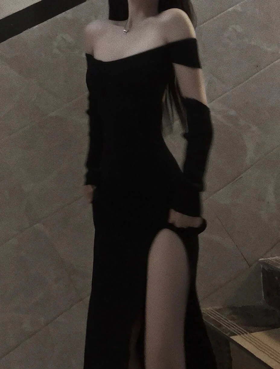 Fancy Black Maxi Dress Mermaid Off Shoulder Gala Dresses Elegant simple gentle atmospheric and unique desi Bring summer colors to enhance whiteness