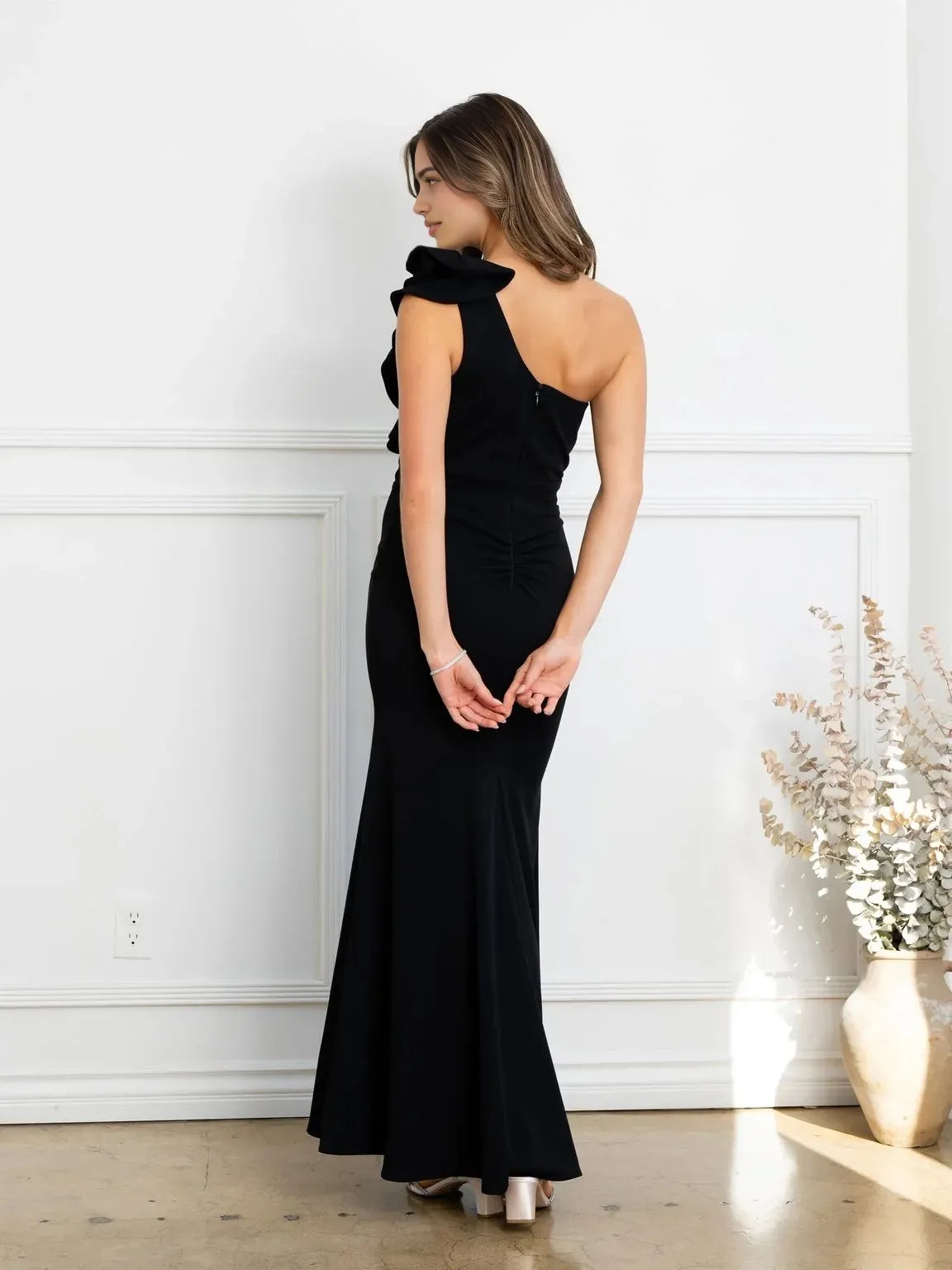 Glamorous Mermaid One Shoulder Sleeveless Zipper Back Floor Length Prom Dress