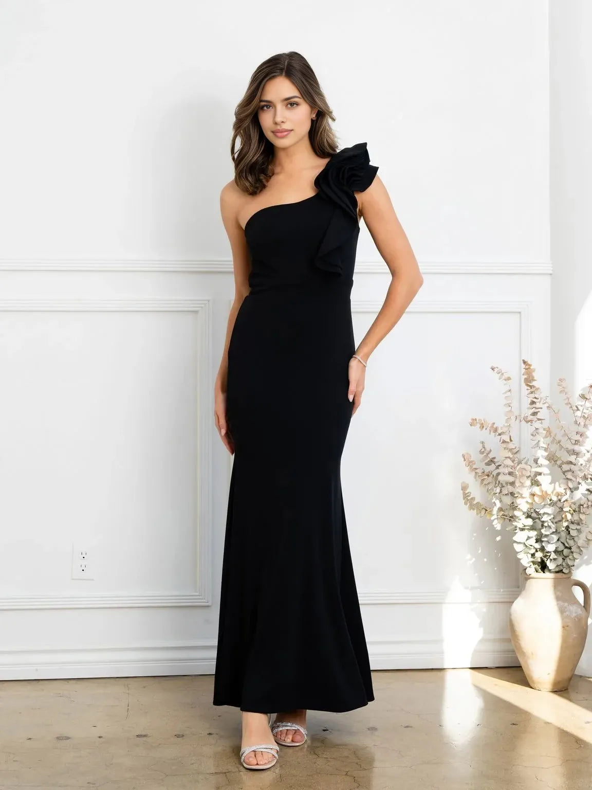 Glamorous Mermaid One Shoulder Sleeveless Zipper Back Floor Length Prom Dress