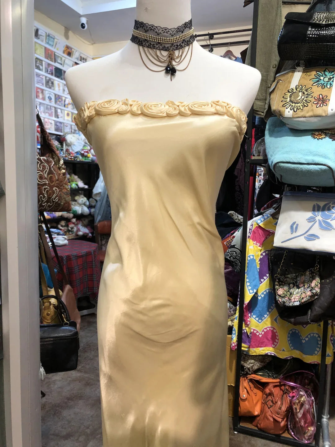 Fashion Floral Neckline Vintage Elegant Straps Long Satin Prom Dress Evening Dress simple gentle atmospheric and unique desi Bring summer colors to enhance whiteness