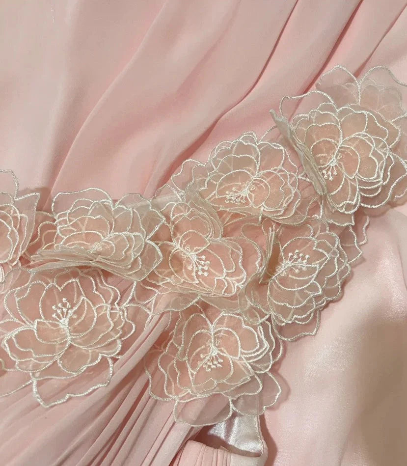 Fashion One Shoulder Long Chiffon Ball Gown Evening Dress simple gentle atmospheric and unique desi Bring summer colors to enhance whiteness