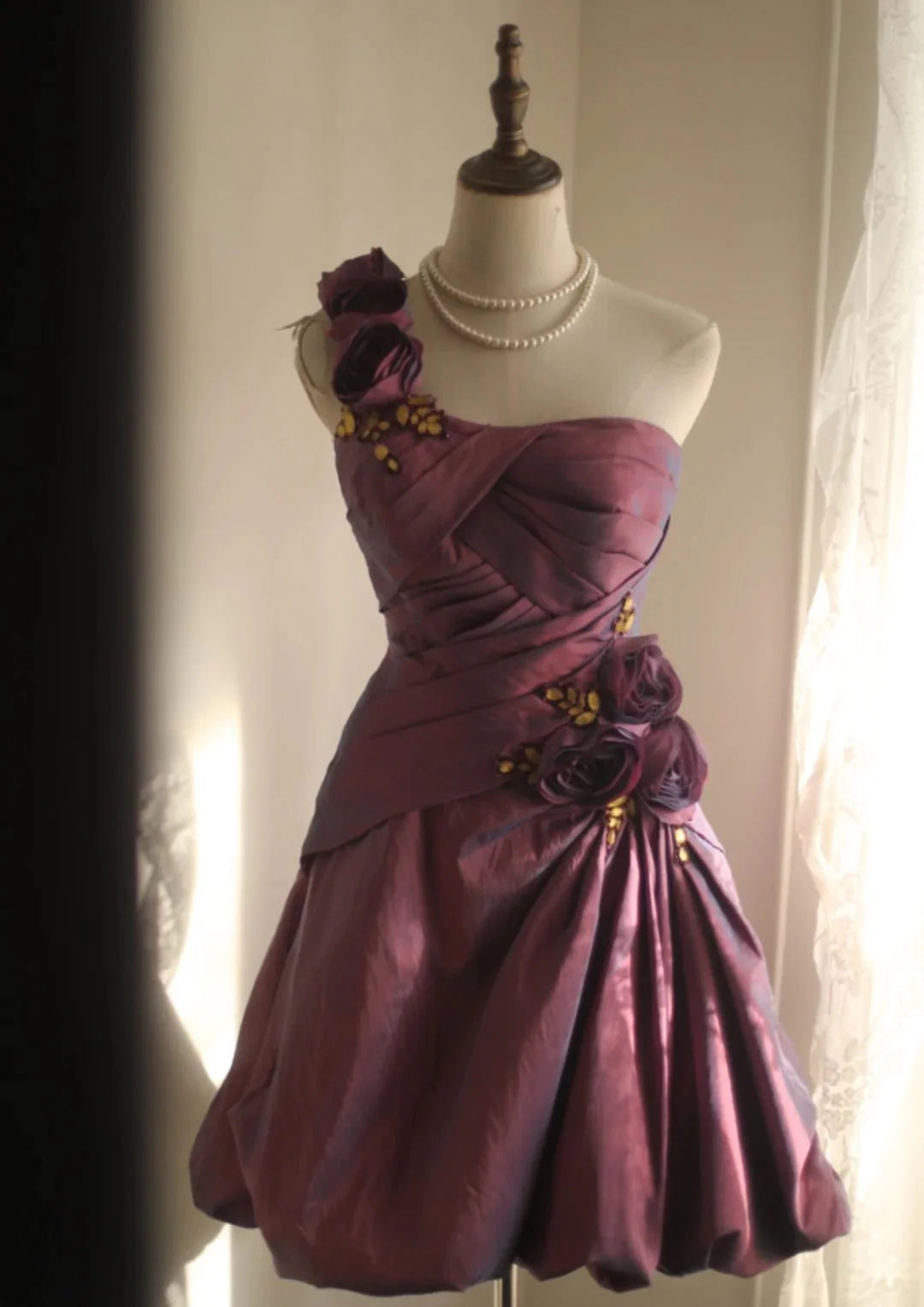 Fashion Sexy Handmade Rose Flower Short Taffeta Satin Homecoming Dress Birthday Party Dresssimple gentle atmospheric and unique desi Bring summer colors to enhance whiteness