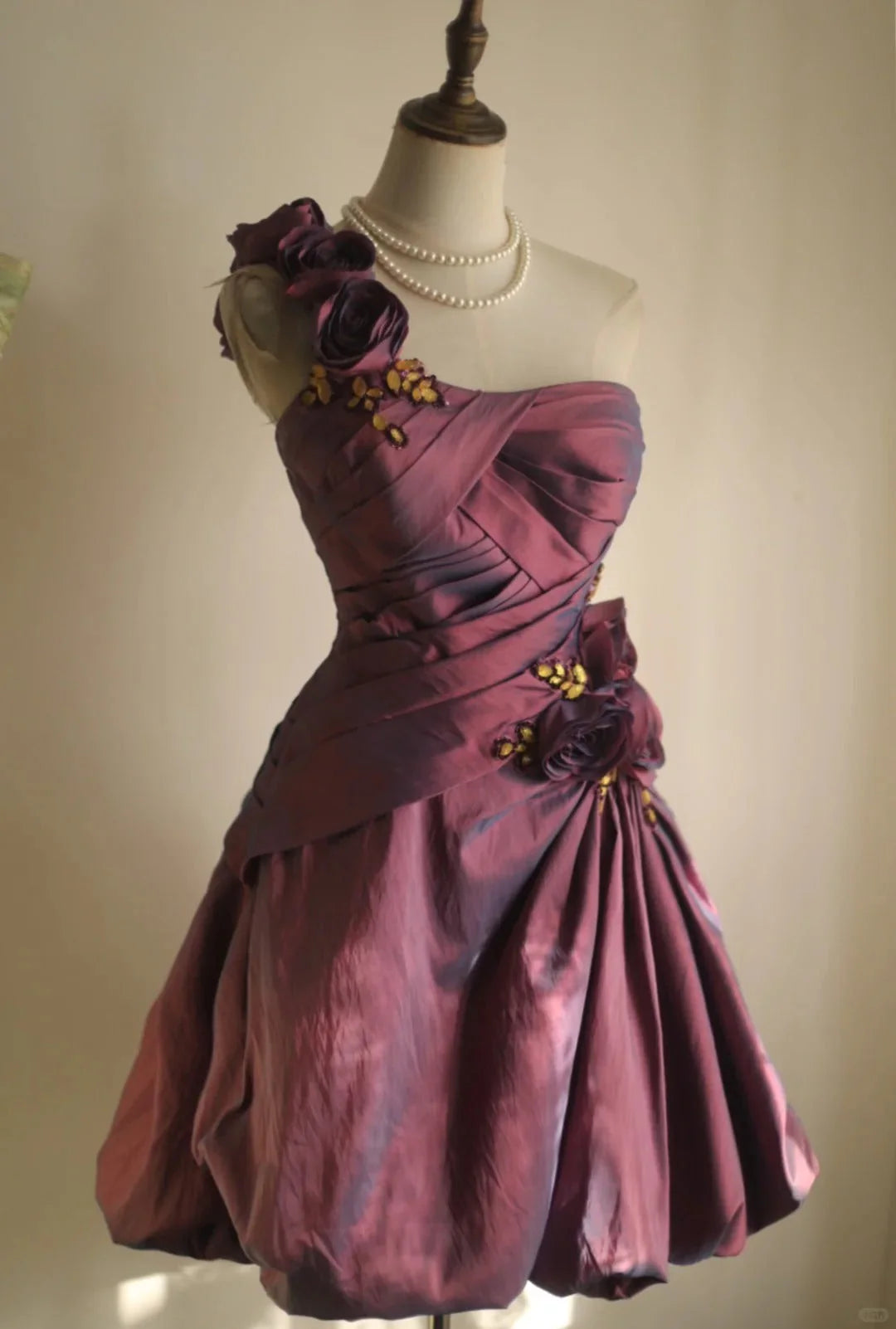 Fashion Sexy Handmade Rose Flower Short Taffeta Satin Homecoming Dress Birthday Party Dresssimple gentle atmospheric and unique desi Bring summer colors to enhance whiteness