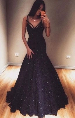 Fashion Spaghetti Straps Sleeveless Mermaid Floor-Length Prom Dress simple gentle atmospheric and unique desi Bring summer colors to enhance whiteness