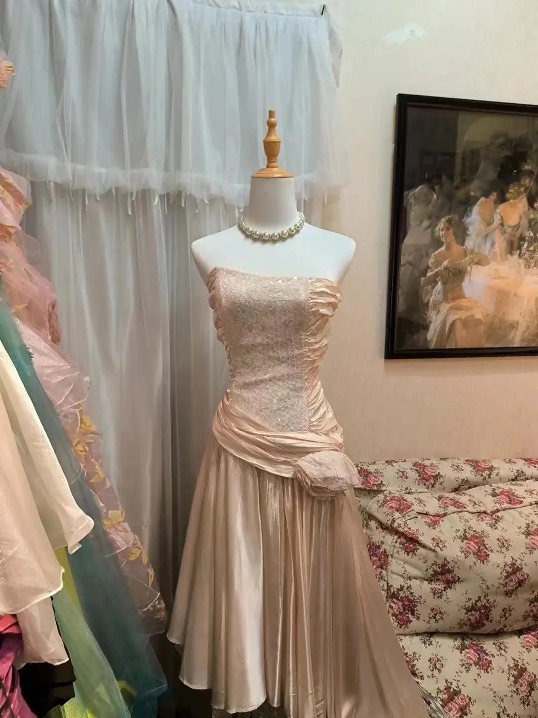 Fashion Vintage Elegant Straps Short Satin Asymmetrical Skirt Homecoming Dress simple gentle atmospheric and unique desi Bring summer colors to enhance whiteness