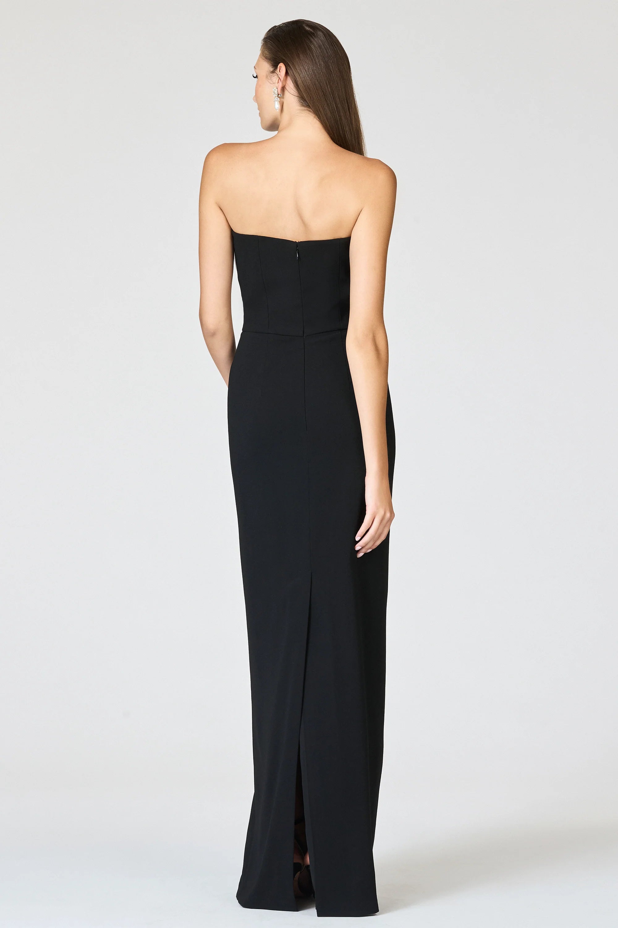 Floral Accent Sheath Strapless Sleeveless Zipper Back Floor Length Female Evening Dress