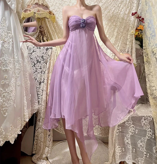 Floral Elegant Short Homecoming Dress Chiffon Ball Gown Evening Gown  simple gentle atmospheric and unique desi Bring summer colors to enhance whiteness