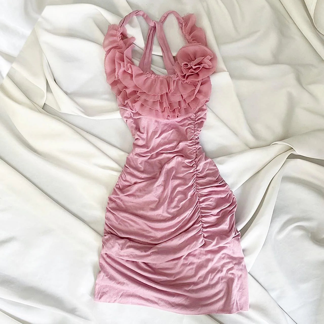 Floral Fairy Short Chiffon Homecoming Dress Birthday Dress simple gentle atmospheric and unique desi Bring summer colors to enhance whiteness