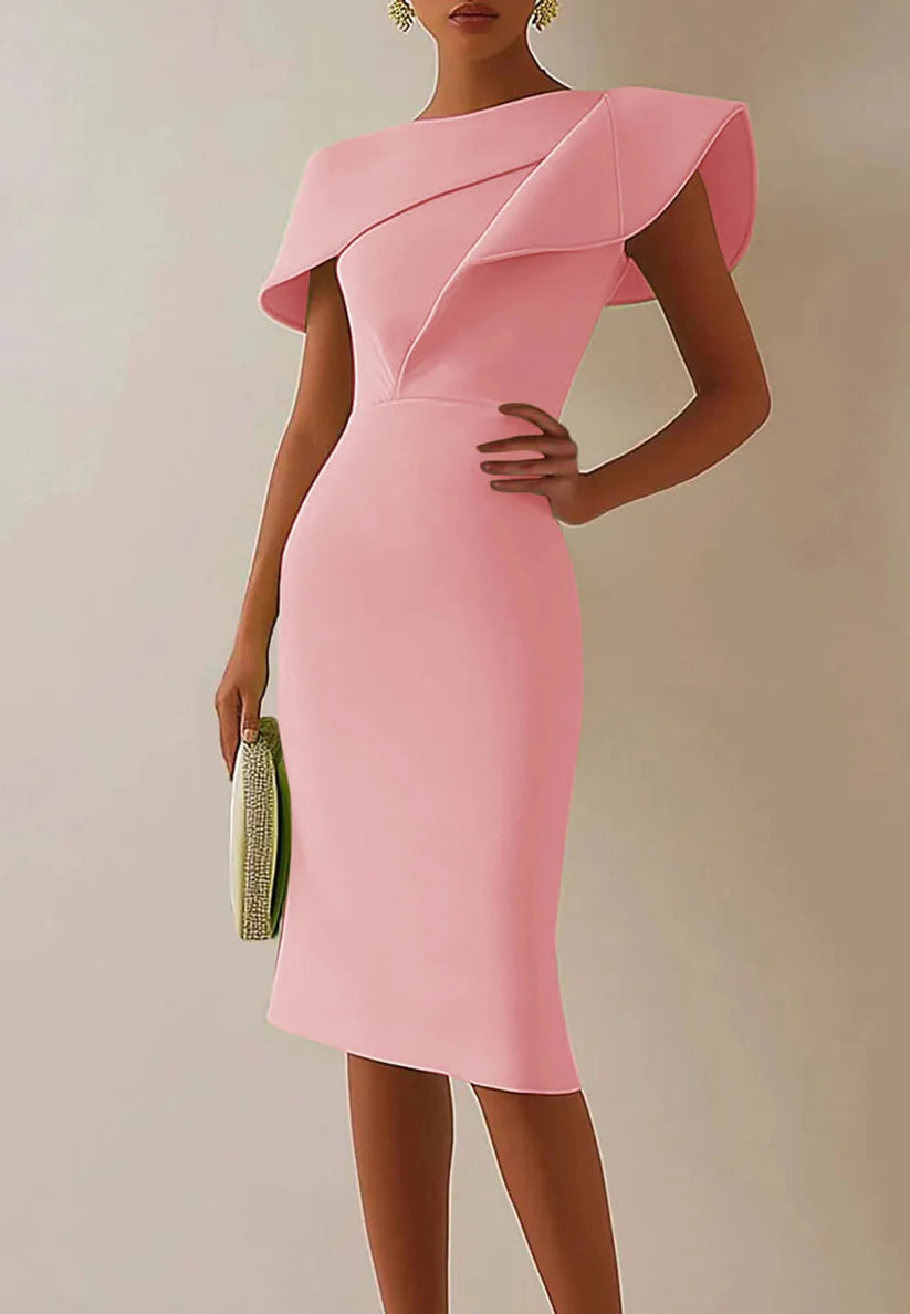 Formal Work Party Boat Neck Royal Blue Sleeveless Belted Slit Midi Dress simple gentle atmospheric and unique desi Bring summer colors to enhance whiteness