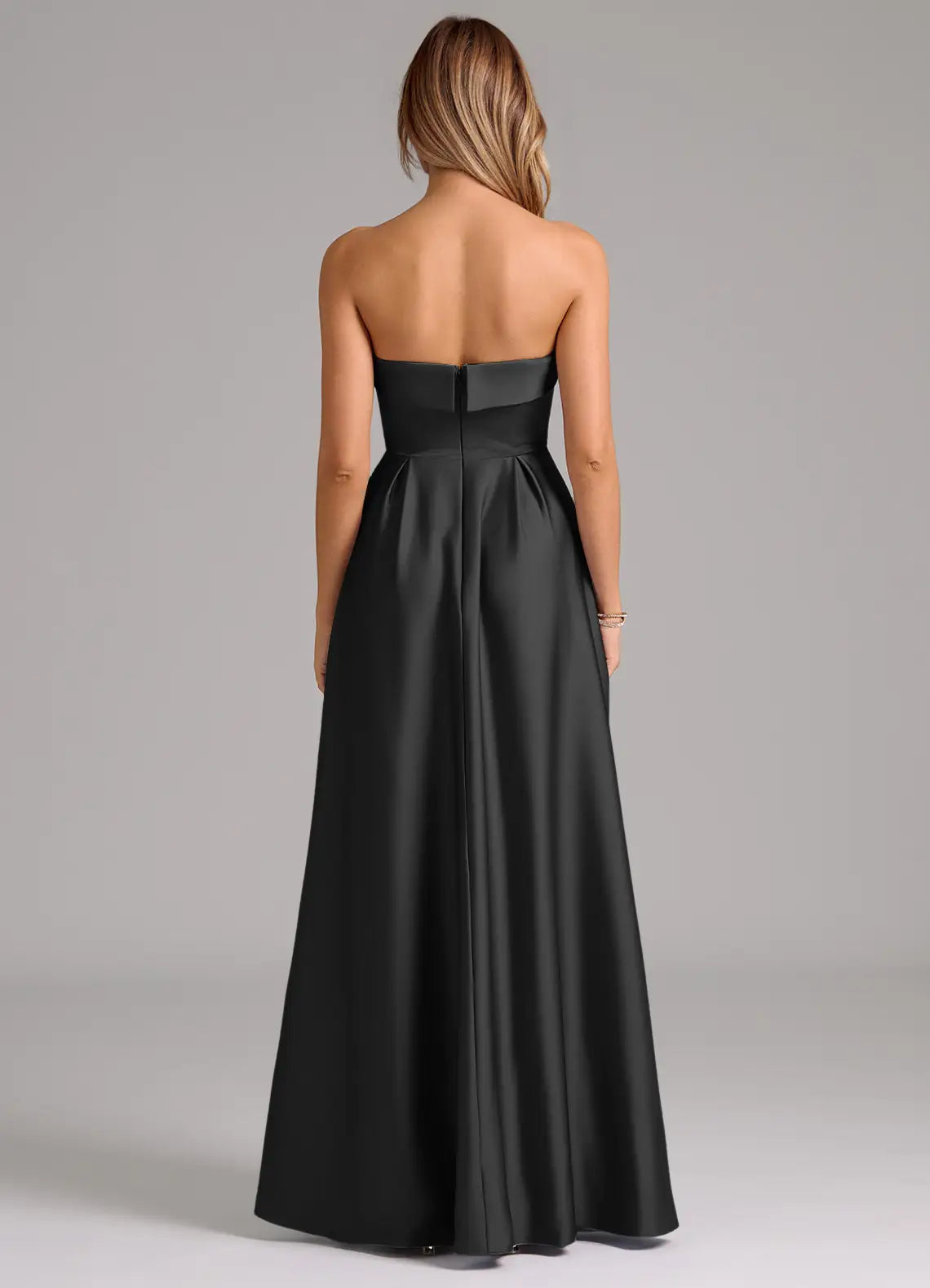 Full A Line Strapless Sleeveless Open Back Floor Length For Women Evening Dress