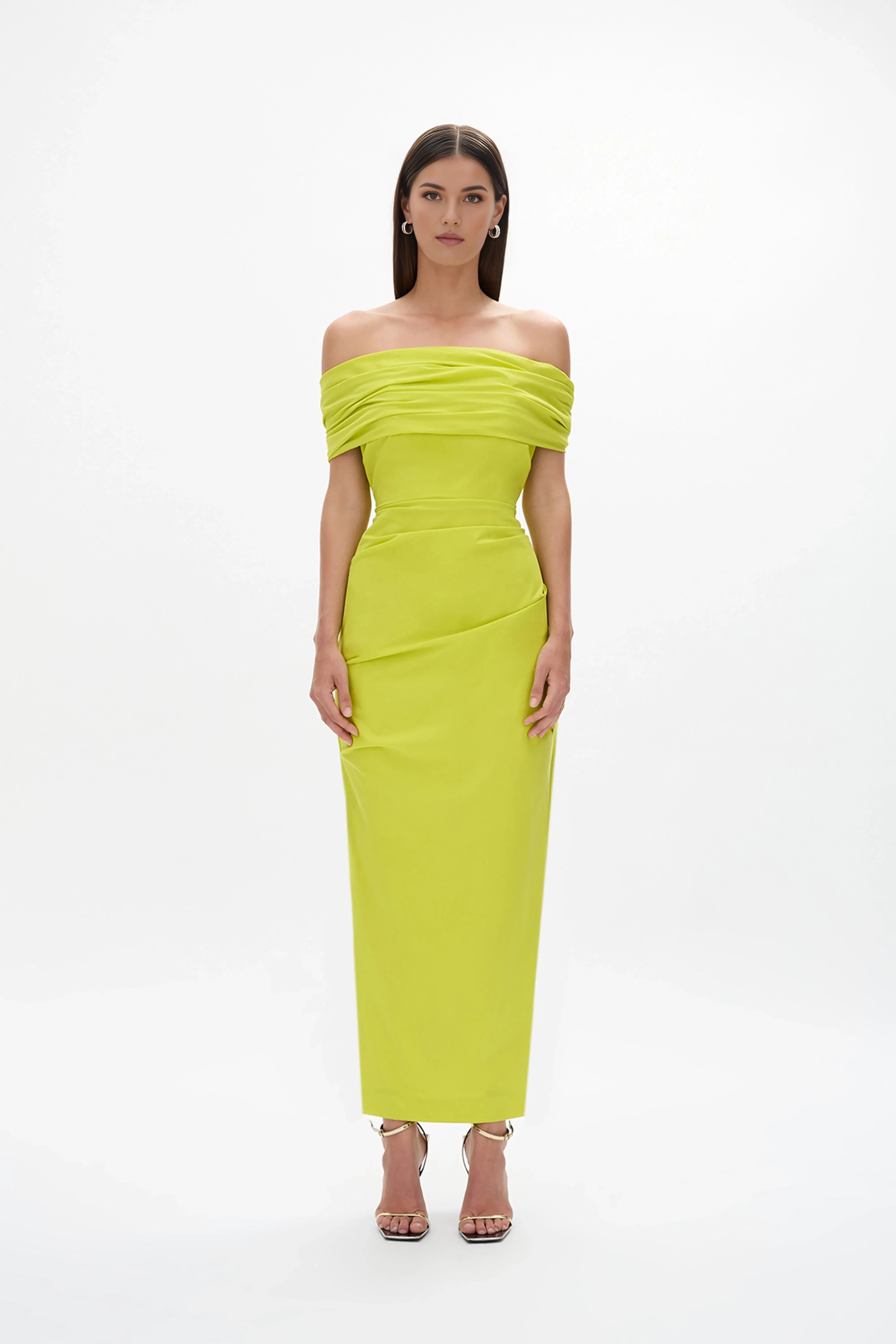 Gathered Sheath Off the Shoulder Sleeveless Zipper Back Floor Length Female Prom Dress