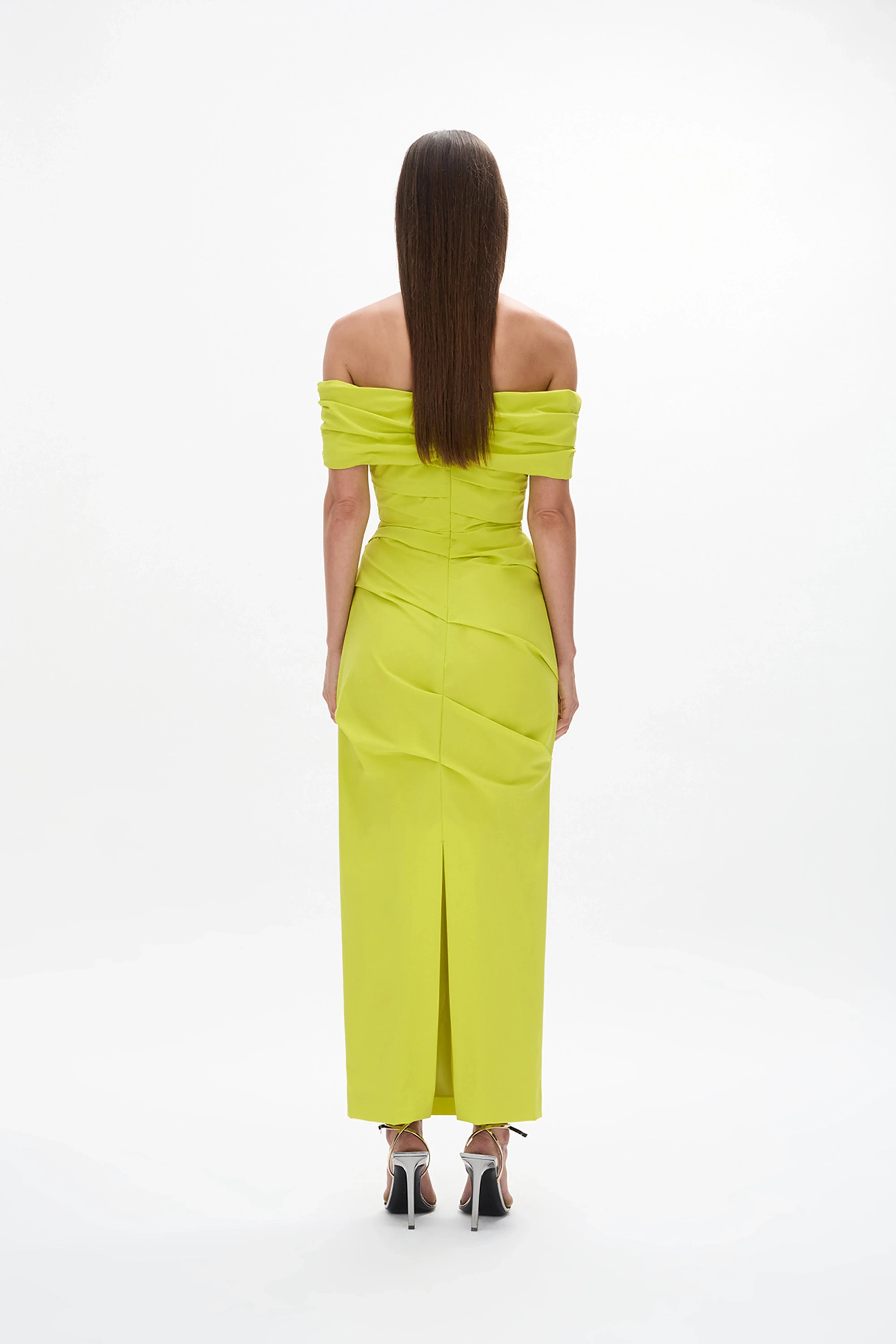 Gathered Sheath Off the Shoulder Sleeveless Zipper Back Floor Length Female Prom Dress