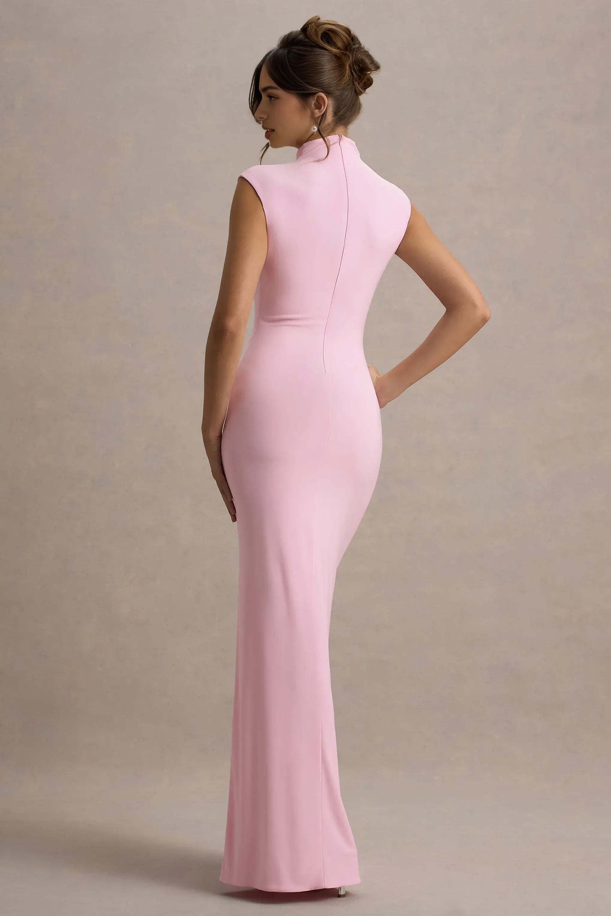 Gentle Sheath Turtleneck Cap Sleeve Ruched Back Floor Length For Sale Evening Dress ﻿