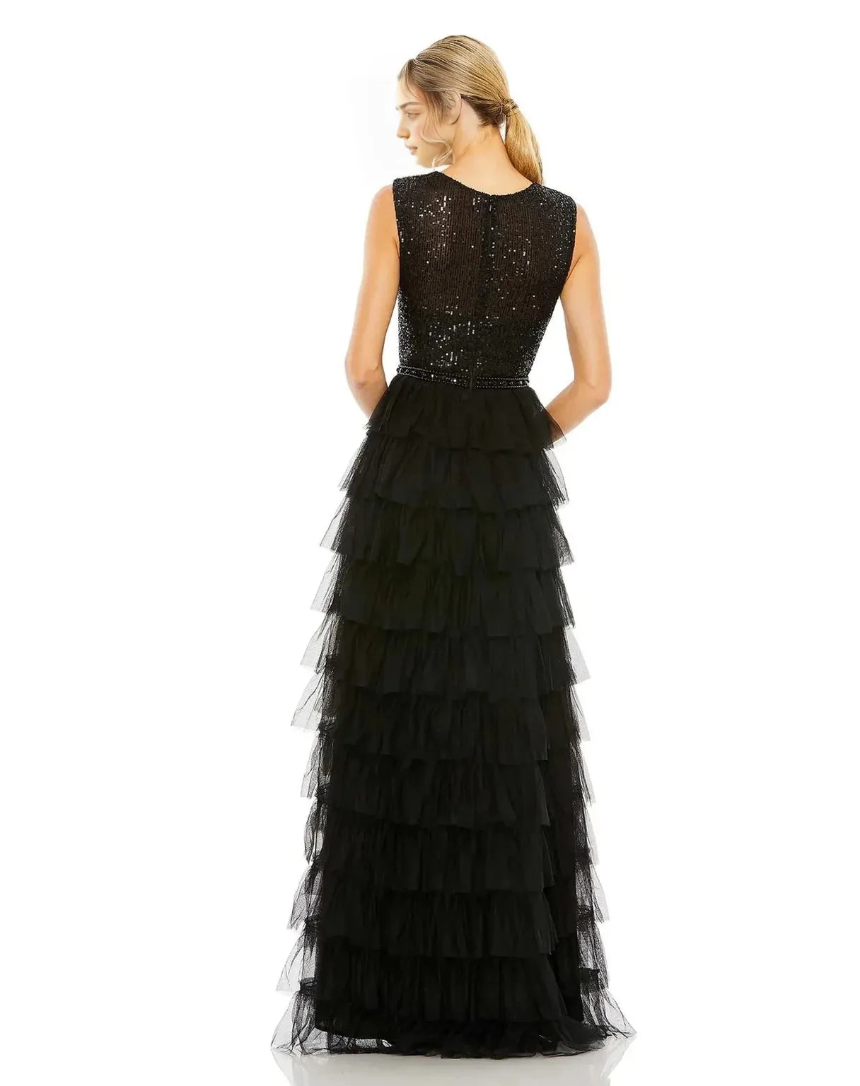 Glamorous A-Line Crew-Neck Sleeveless Zipper-Back Floor-Length Prom Dress