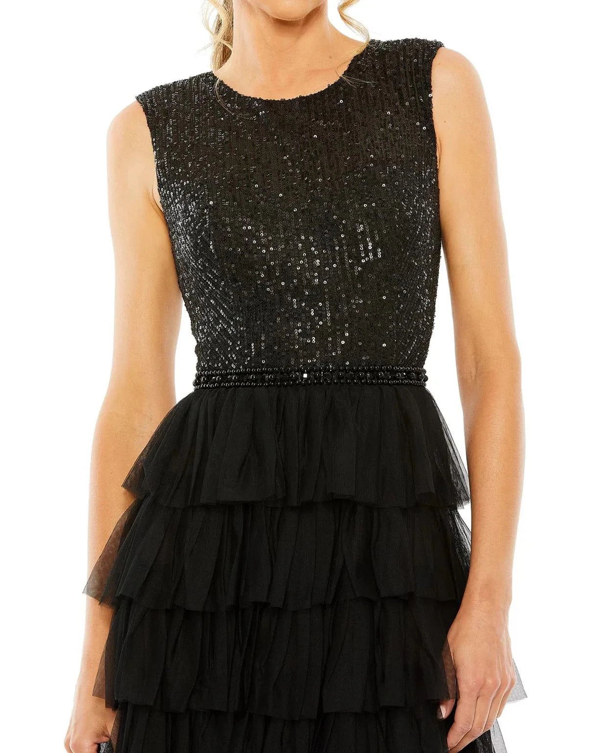 Glamorous A-Line Crew-Neck Sleeveless Zipper-Back Floor-Length Prom Dress
