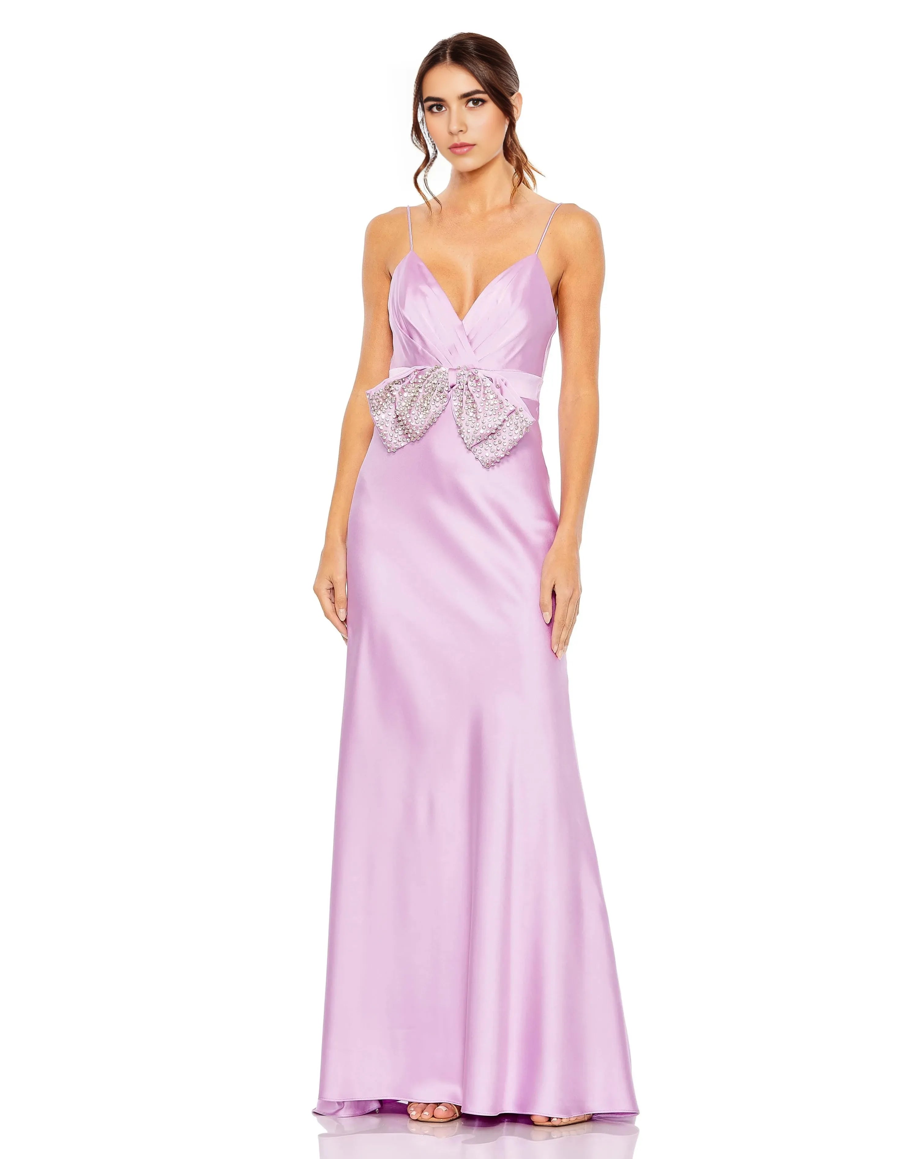 Glamorous A-Line Sweetheart Spaghetti-Strap Open-Back Floor-Length Satin Prom Dress