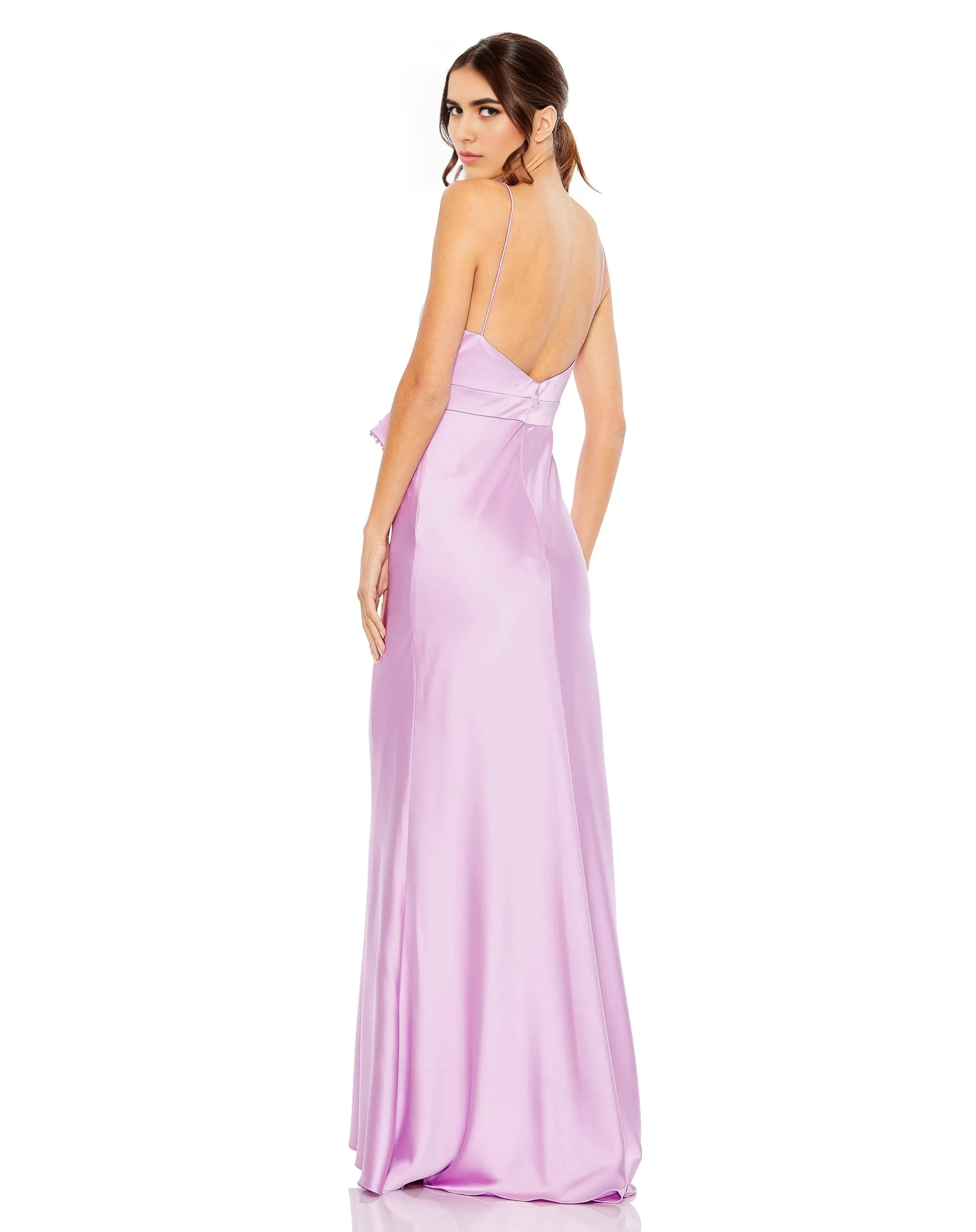Glamorous A-Line Sweetheart Spaghetti-Strap Open-Back Floor-Length Satin Prom Dress