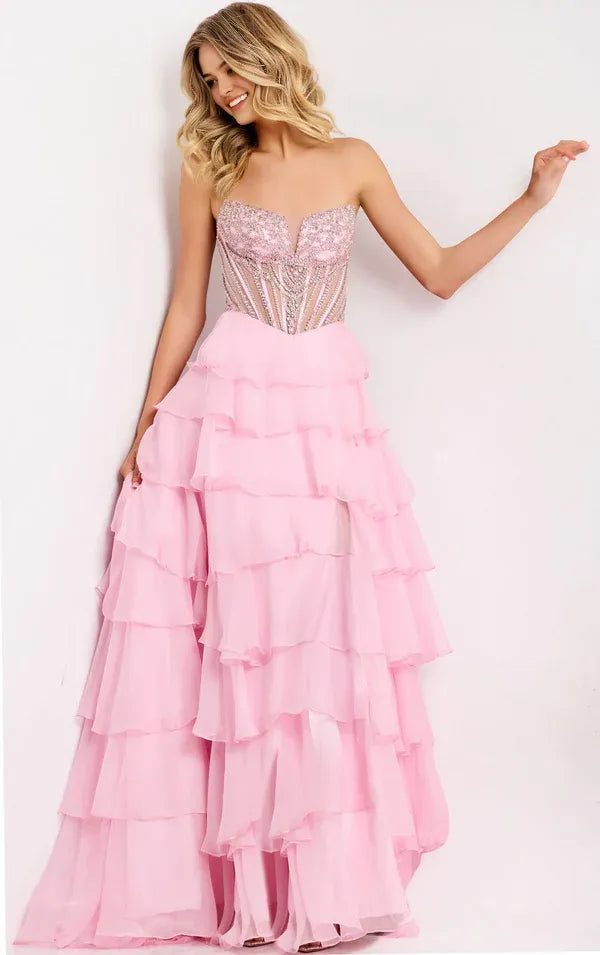 Glamorous Ball-Gown Strapless Sleeveless Open-Back Floor-Length Prom Dress