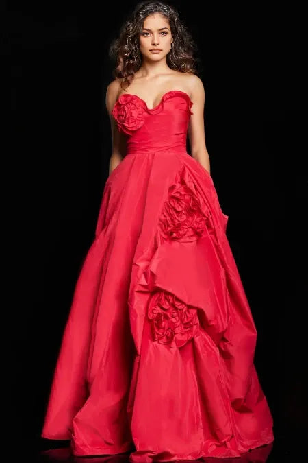 Glamorous Ball-Gown Sweetheart Sleeveless Ruched-Back Floor-Length Prom Dress