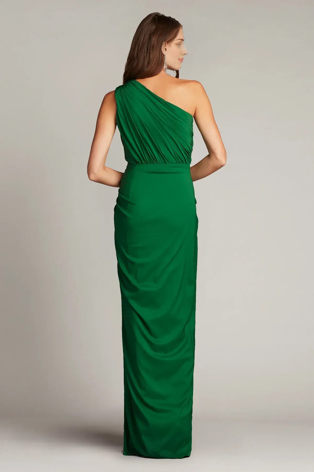 Glamorous Fitted One-Shoulder Sleeveless Open-Back Floor-Length Prom Dress