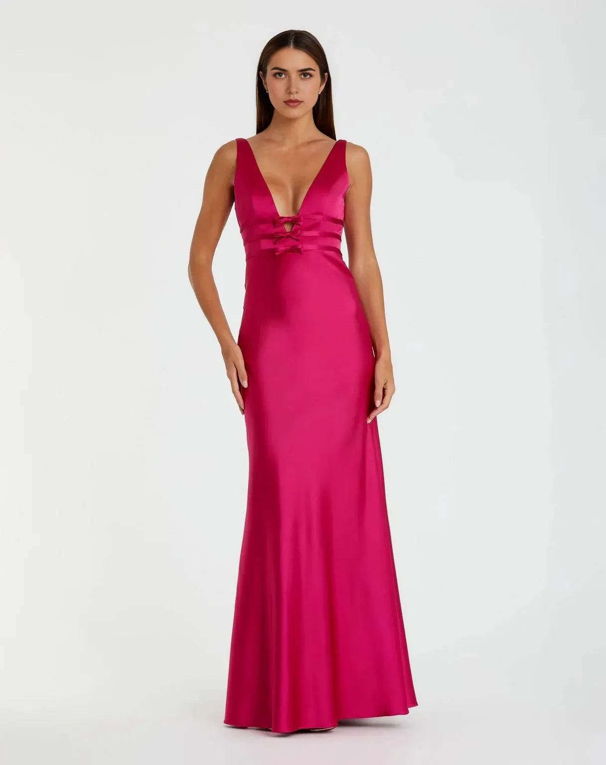 Glamorous Mermaid Deep-V Sleeveless Open Back Floor Length Prom Dress