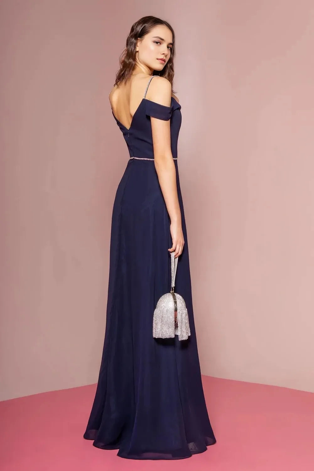 Glamorous Mermaid Off-Shoulder Spaghetti-Strap Open-Back Floor-Length Prom Dress