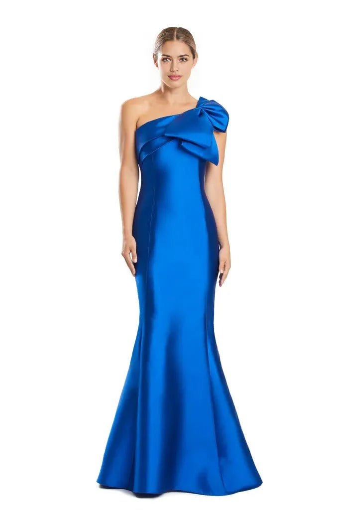 Glamorous Mermaid One Shoulder Sleeveless Button Back Train Floor Length Prom Dress